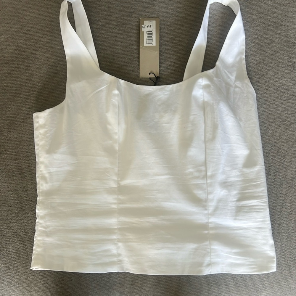 BANANA REPUBLIC PETITE XS WOMENS WHITE CAMISOLE TOP TANK SLEEVELESS COTTON  NWT